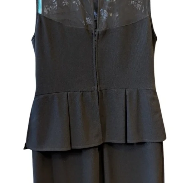 Sz 10 Bisou Bisou Elegant Black Peplum Sheath Dress with Lace Bodice - Picture 3 of 7